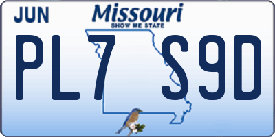 MO license plate PL7S9D
