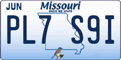 MO license plate PL7S9I