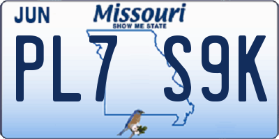 MO license plate PL7S9K