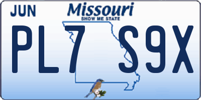 MO license plate PL7S9X
