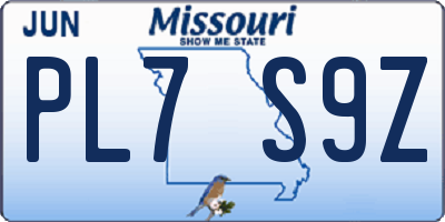 MO license plate PL7S9Z