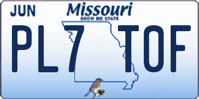 MO license plate PL7T0F