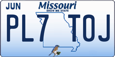 MO license plate PL7T0J