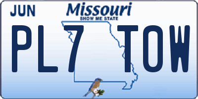 MO license plate PL7T0W