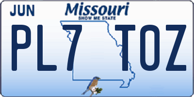 MO license plate PL7T0Z
