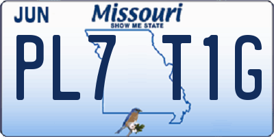 MO license plate PL7T1G