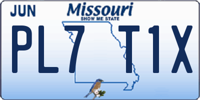 MO license plate PL7T1X