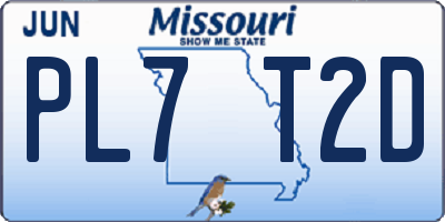 MO license plate PL7T2D