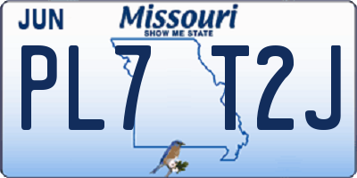 MO license plate PL7T2J