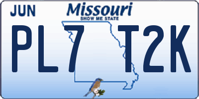 MO license plate PL7T2K