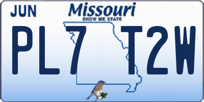 MO license plate PL7T2W