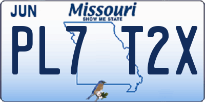 MO license plate PL7T2X