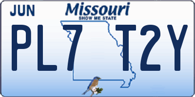 MO license plate PL7T2Y