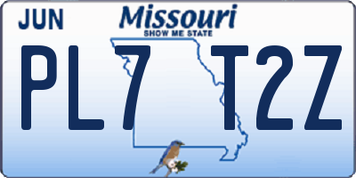 MO license plate PL7T2Z