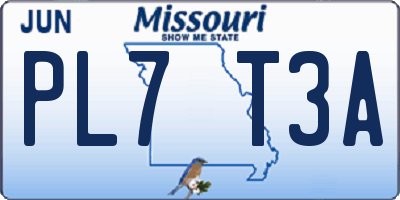 MO license plate PL7T3A