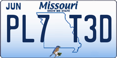 MO license plate PL7T3D