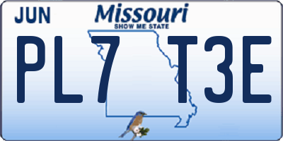 MO license plate PL7T3E