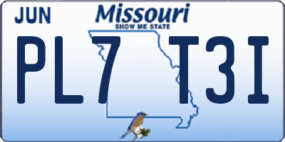 MO license plate PL7T3I