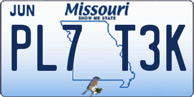 MO license plate PL7T3K