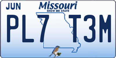 MO license plate PL7T3M
