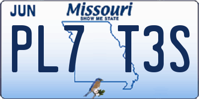 MO license plate PL7T3S
