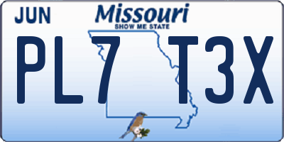MO license plate PL7T3X
