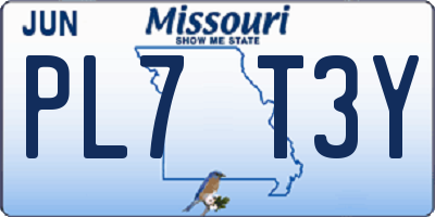 MO license plate PL7T3Y