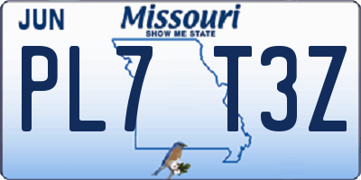 MO license plate PL7T3Z