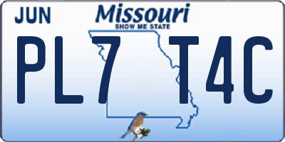 MO license plate PL7T4C