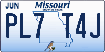 MO license plate PL7T4J