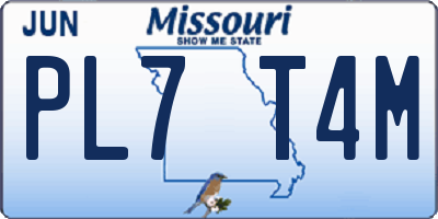 MO license plate PL7T4M