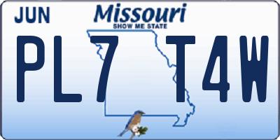 MO license plate PL7T4W