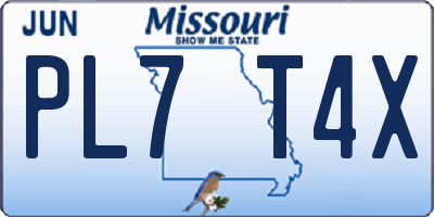 MO license plate PL7T4X