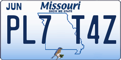 MO license plate PL7T4Z