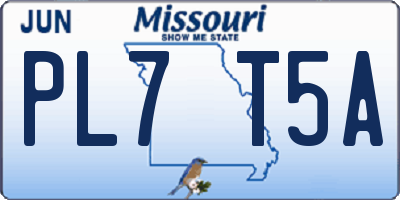 MO license plate PL7T5A