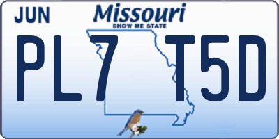 MO license plate PL7T5D