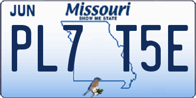 MO license plate PL7T5E
