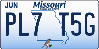 MO license plate PL7T5G