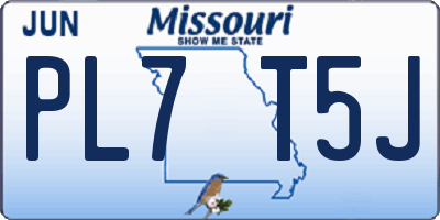 MO license plate PL7T5J