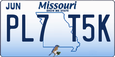 MO license plate PL7T5K
