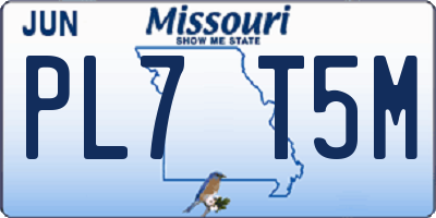 MO license plate PL7T5M