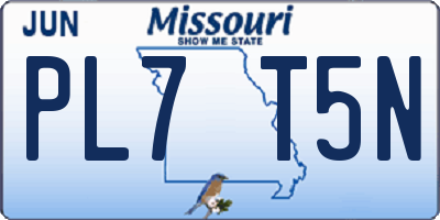 MO license plate PL7T5N