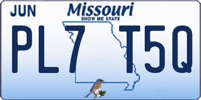MO license plate PL7T5Q