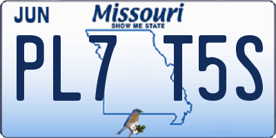 MO license plate PL7T5S