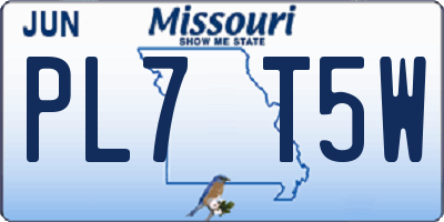 MO license plate PL7T5W