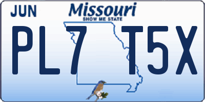 MO license plate PL7T5X