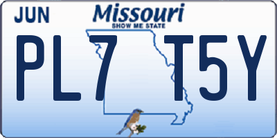 MO license plate PL7T5Y