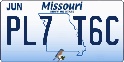 MO license plate PL7T6C