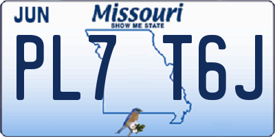 MO license plate PL7T6J