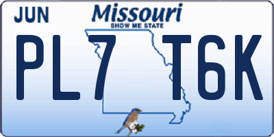 MO license plate PL7T6K